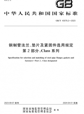 鋼制管法蘭、墊片及緊固件選用規(guī)定 第2部分：Class系列國(guó)標(biāo)/T 43079.2-2023